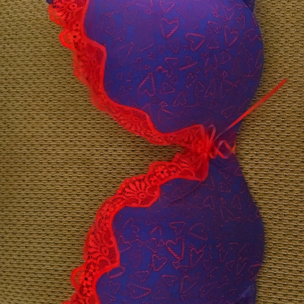 Purple and red pushup bra